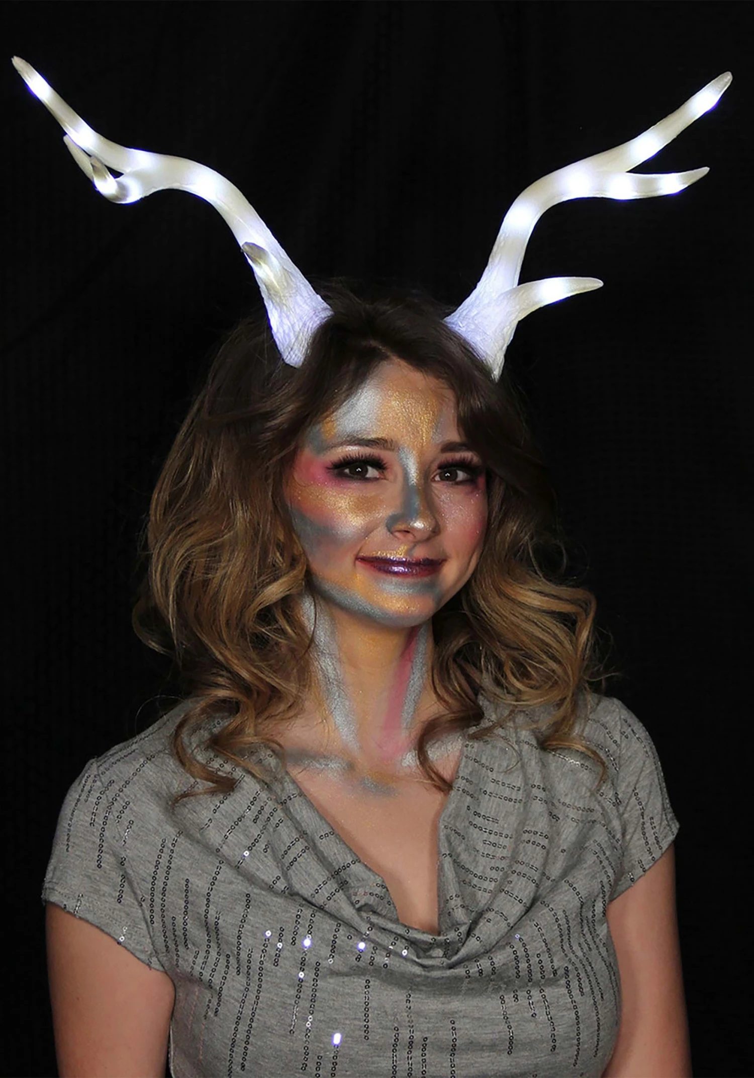 White Light-Up Deer Antlers Costume LumenHorns 4 White Light-Up Deer Antlers Costume LumenHorns - Image 2
