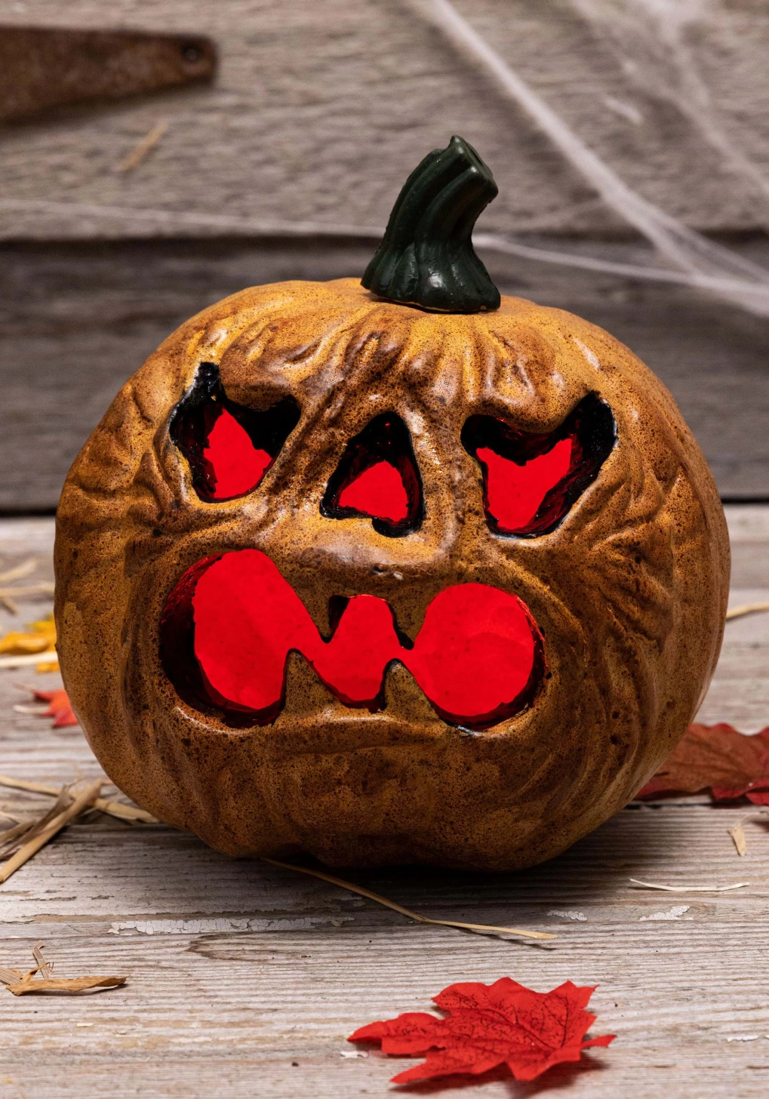Light Up Haunted Pumpkin With Red Lights Decoration 3 Light Up Haunted Pumpkin With Red Lights Decoration