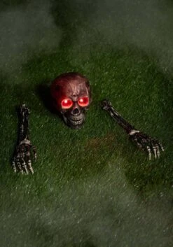 Light Up Skull & Pair Of Hand Stakes Halloween Decoration