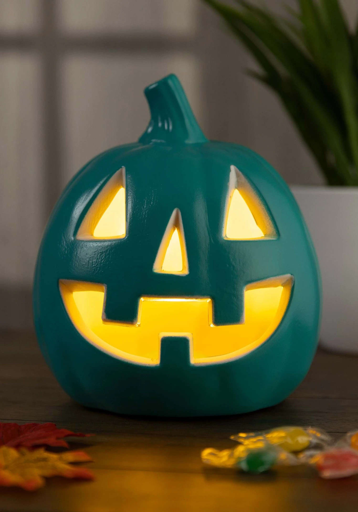 Light Up Teal Pumpkin Halloween Decoration 3 Light Up Teal Pumpkin Halloween Decoration