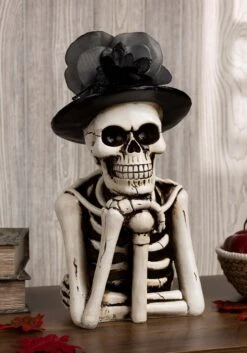 Light Up Skeleton Figure With Top Hat Decoration