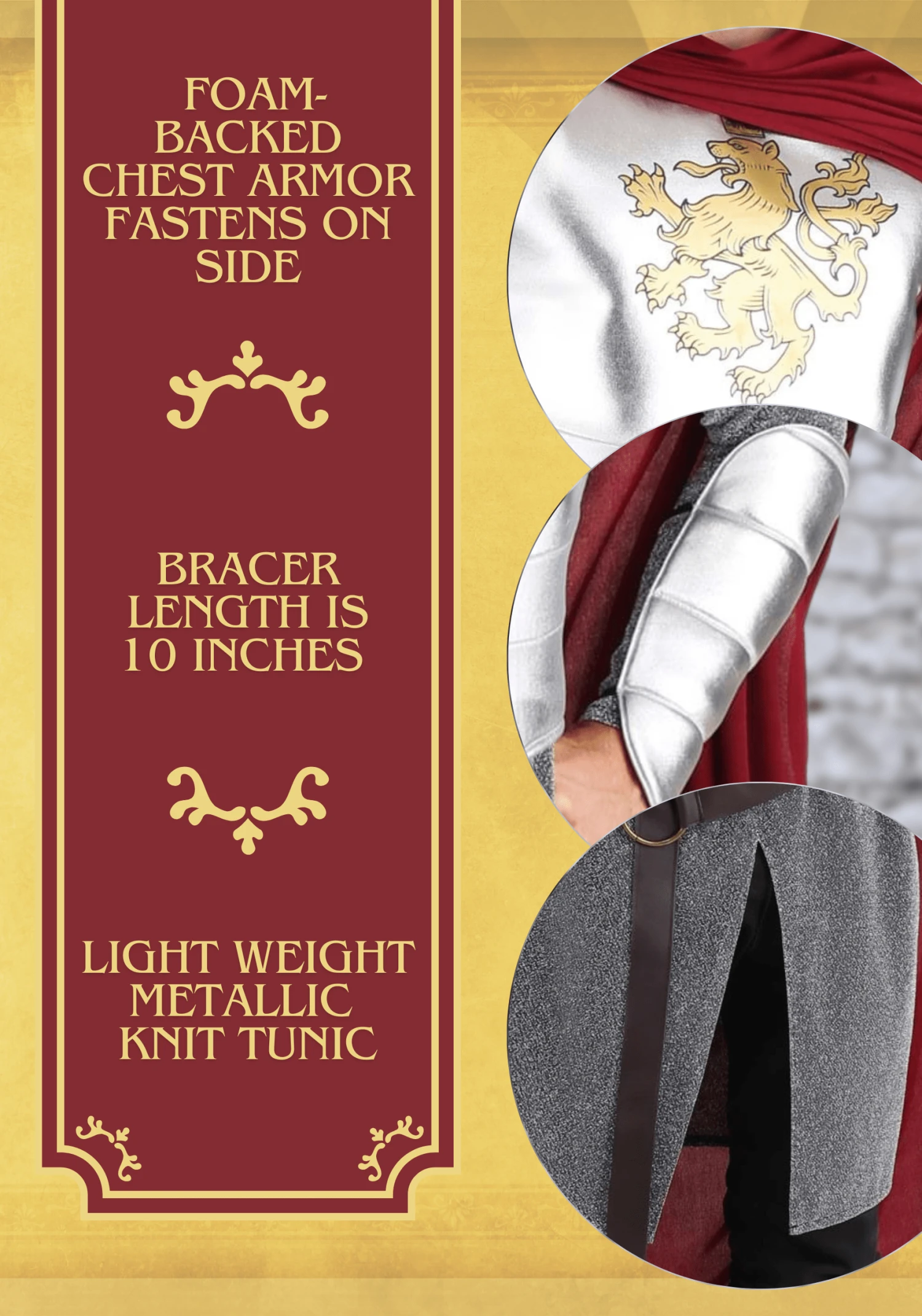 Lionheart Knight Costume For Men 8 Lionheart Knight Costume For Men - Image 6