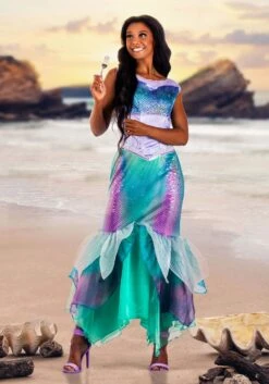 Disguise Little Mermaid Live Action Deluxe Ariel Costume For Women -Halloween Costumes little mermaid live action adult deluxe ariel merm alt 3