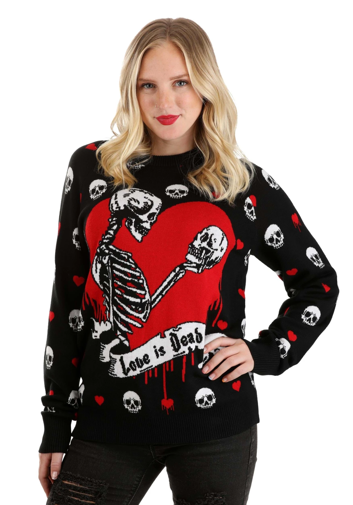 Love Is Dead Valentine's Day Sweater For Adults 11 Love Is Dead Valentine's Day Sweater For Adults - Image 9