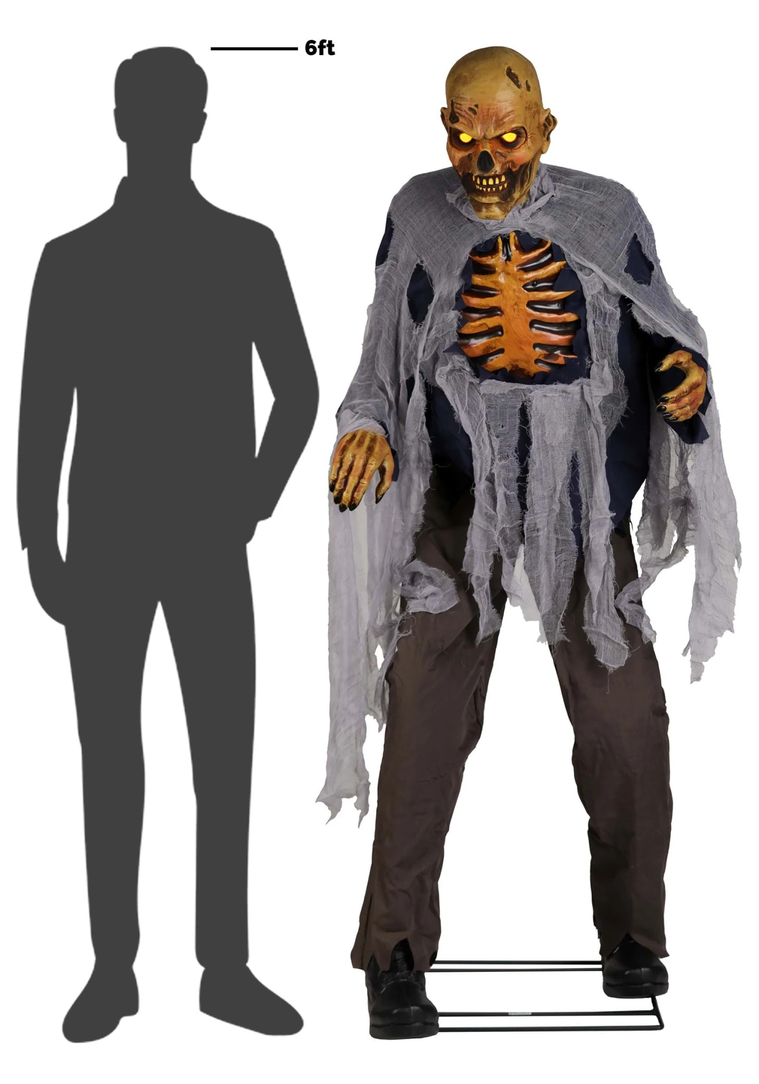5.9FT Lumbering Zombie Animatronic Halloween Decoration 10 5.9FT Lumbering Zombie Animatronic Halloween Decoration - Image 8