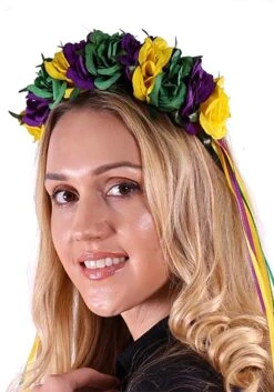 Adult Mardi Gras Floral Crown Headband