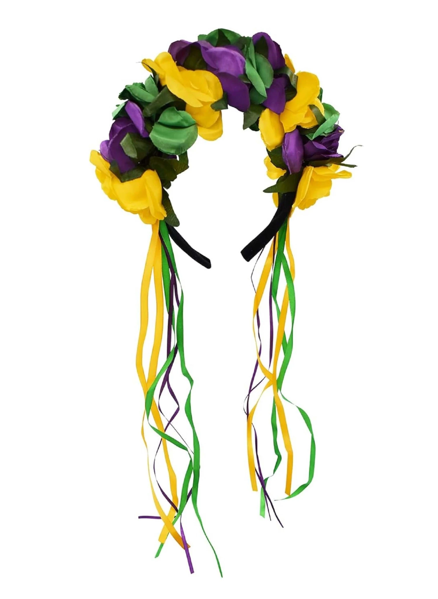 Adult Mardi Gras Floral Crown Headband 4 Adult Mardi Gras Floral Crown Headband - Image 2