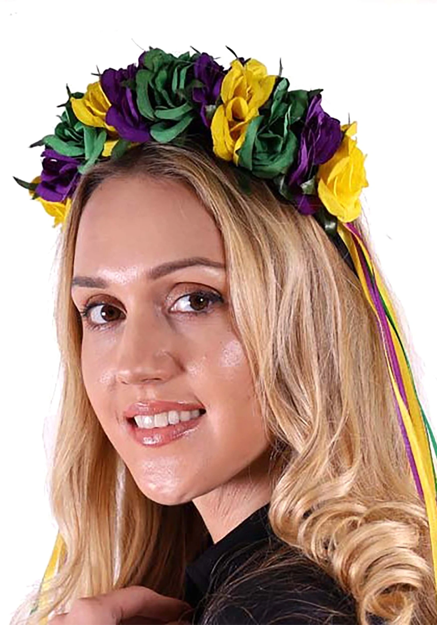 Adult Mardi Gras Floral Crown Headband 3 Adult Mardi Gras Floral Crown Headband