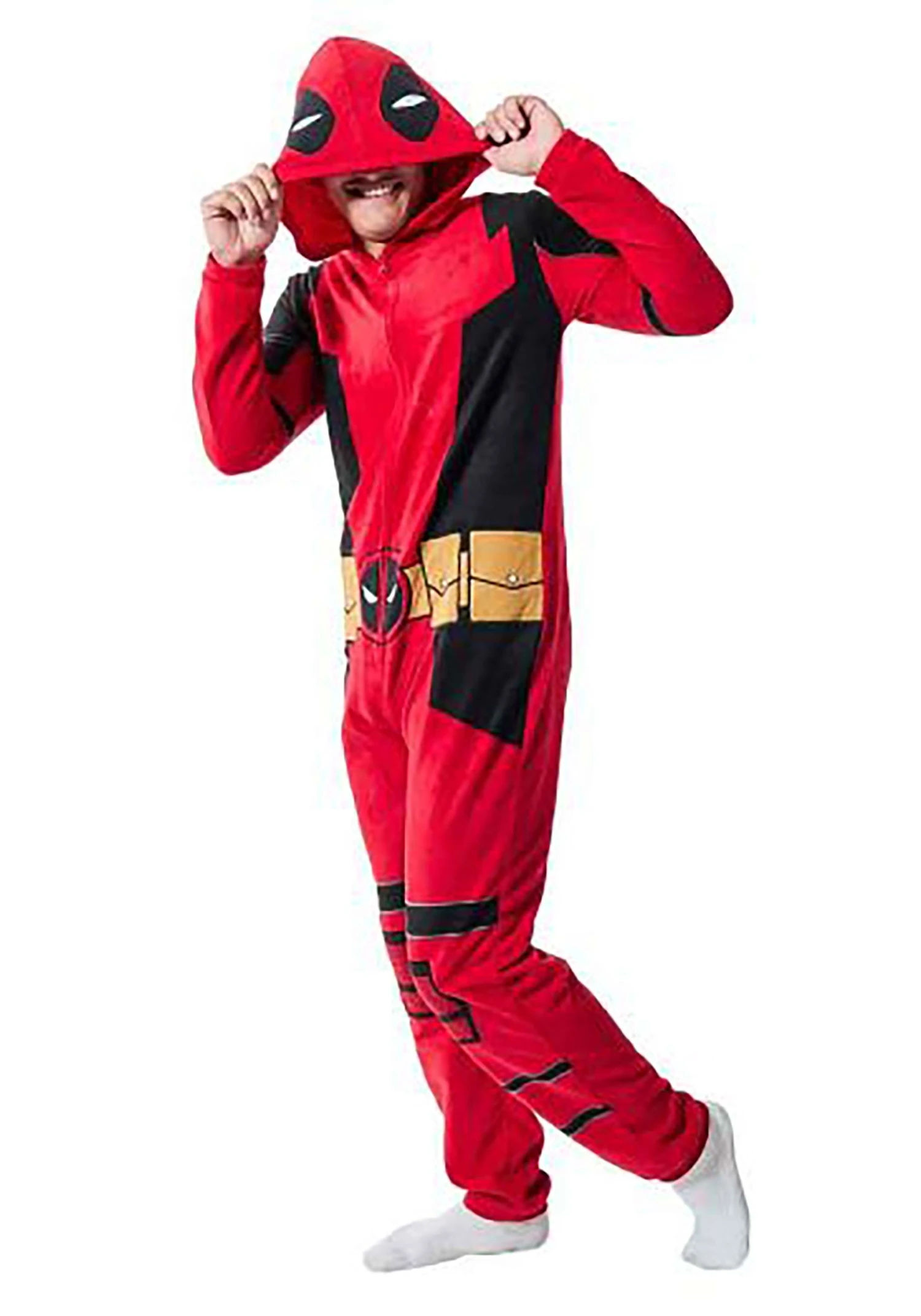 Marvel Deadpool Cosplay Adult Union Suit Costume 3 Marvel Deadpool Cosplay Adult Union Suit Costume