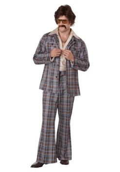 Men's 3 Piece 70's Plaid Leisure Suit Costume -Halloween Costumes mens 3 piece 70s plaid leisure suit costume alt 3