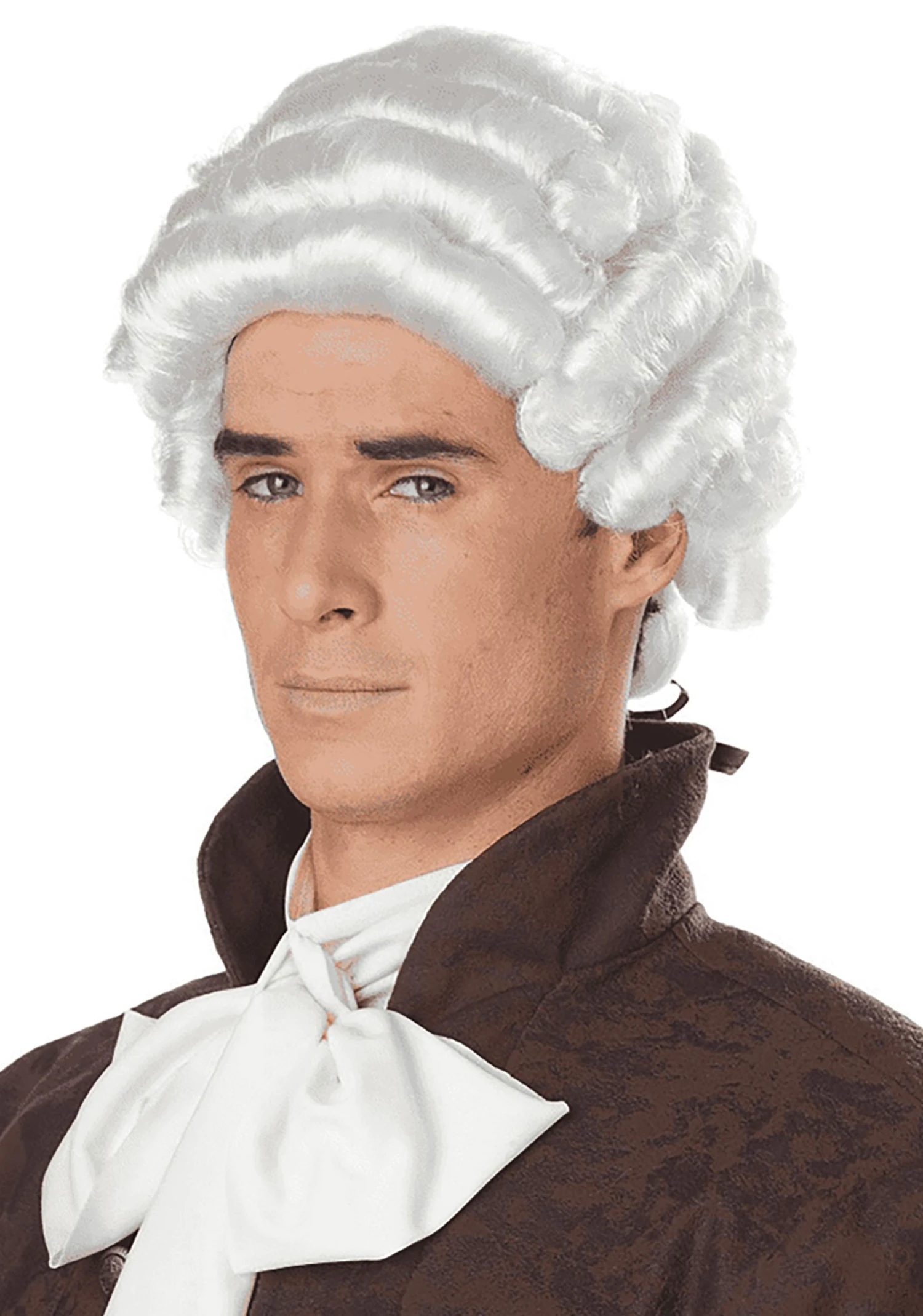 Men's White Colonial Costume Wig 3 Men's White Colonial Costume Wig
