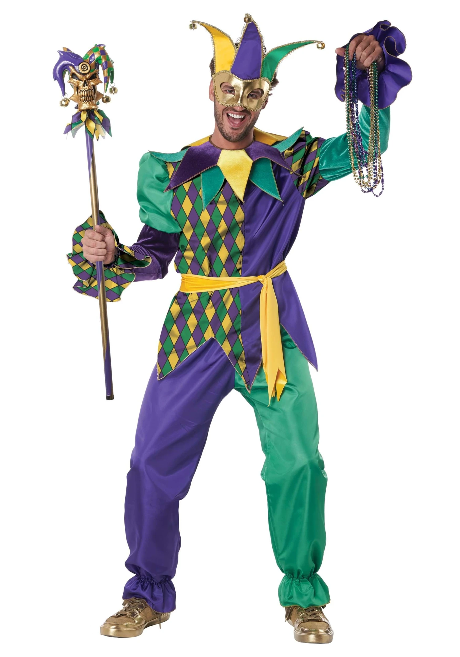 Deluxe Mardi Gras Jester Men's Costume 3 Deluxe Mardi Gras Jester Men's Costume