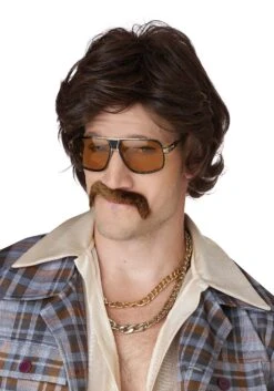 Disco Daddy Costume Wig And Mustache For Men