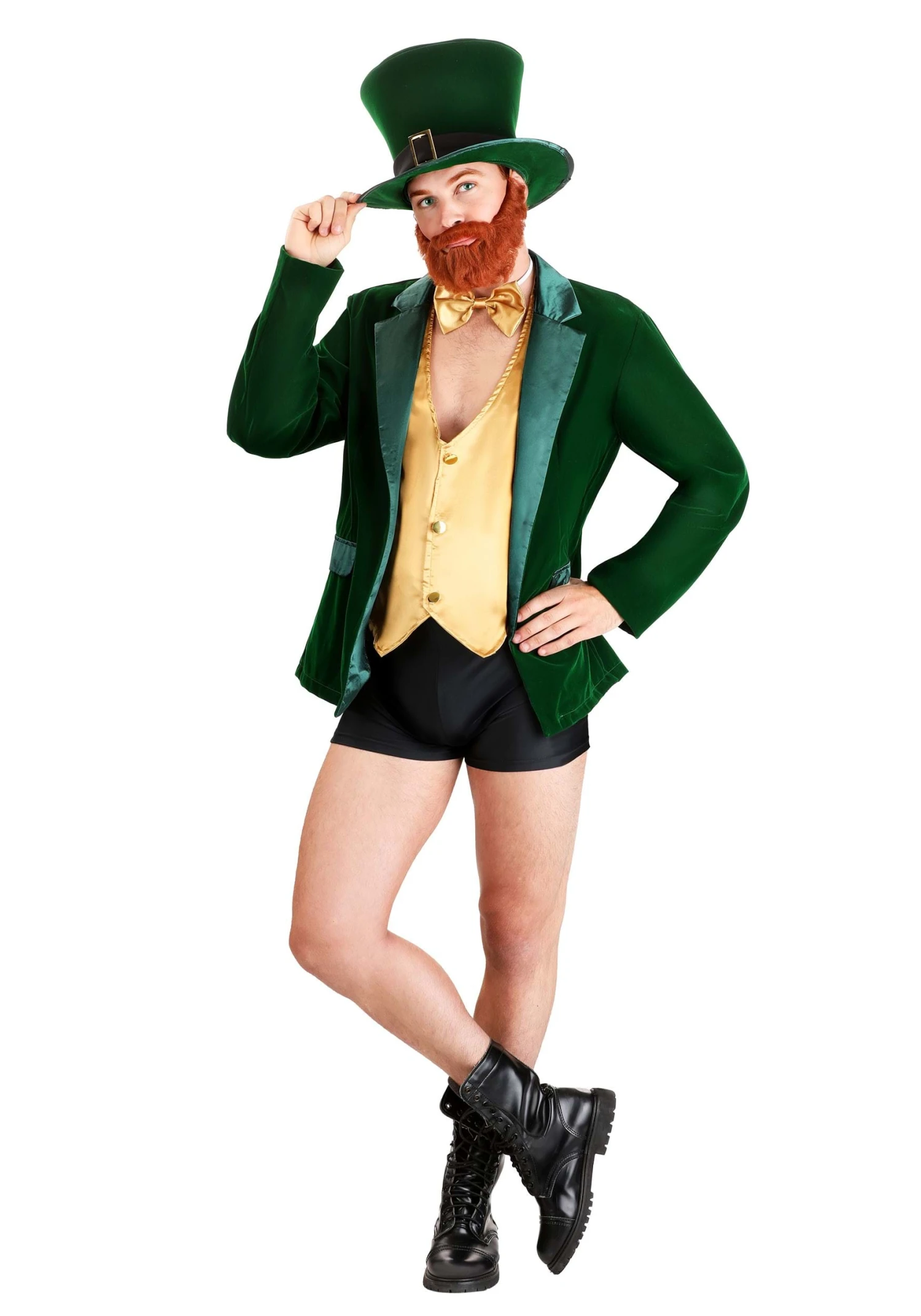 Men's Gold And Green Leprechaun Costume 3 Men's Gold And Green Leprechaun Costume