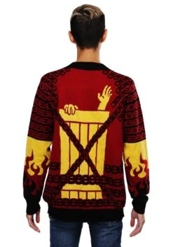 Krampus Ugly Christmas Sweater For Adults -Halloween Costumes mens krampus sweater 1