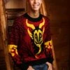 Krampus Ugly Christmas Sweater For Adults -Halloween Costumes mens krampus sweater1