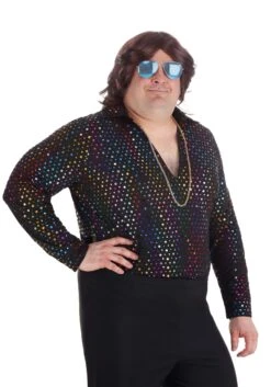 Plus Size Dazzling Disco Costume Shirt For Men