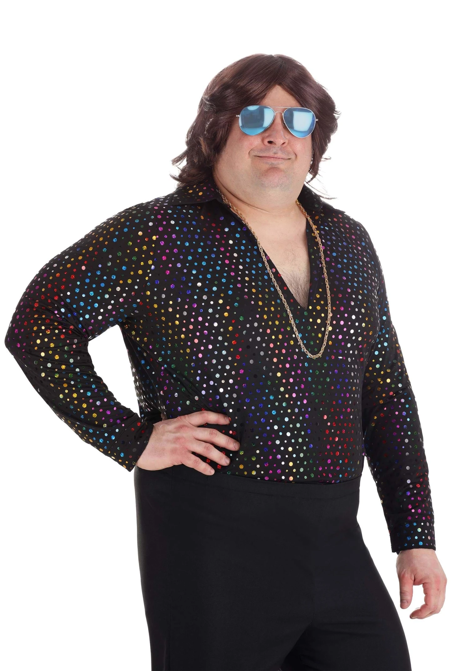 Plus Size Dazzling Disco Costume Shirt For Men 3 Plus Size Dazzling Disco Costume Shirt For Men
