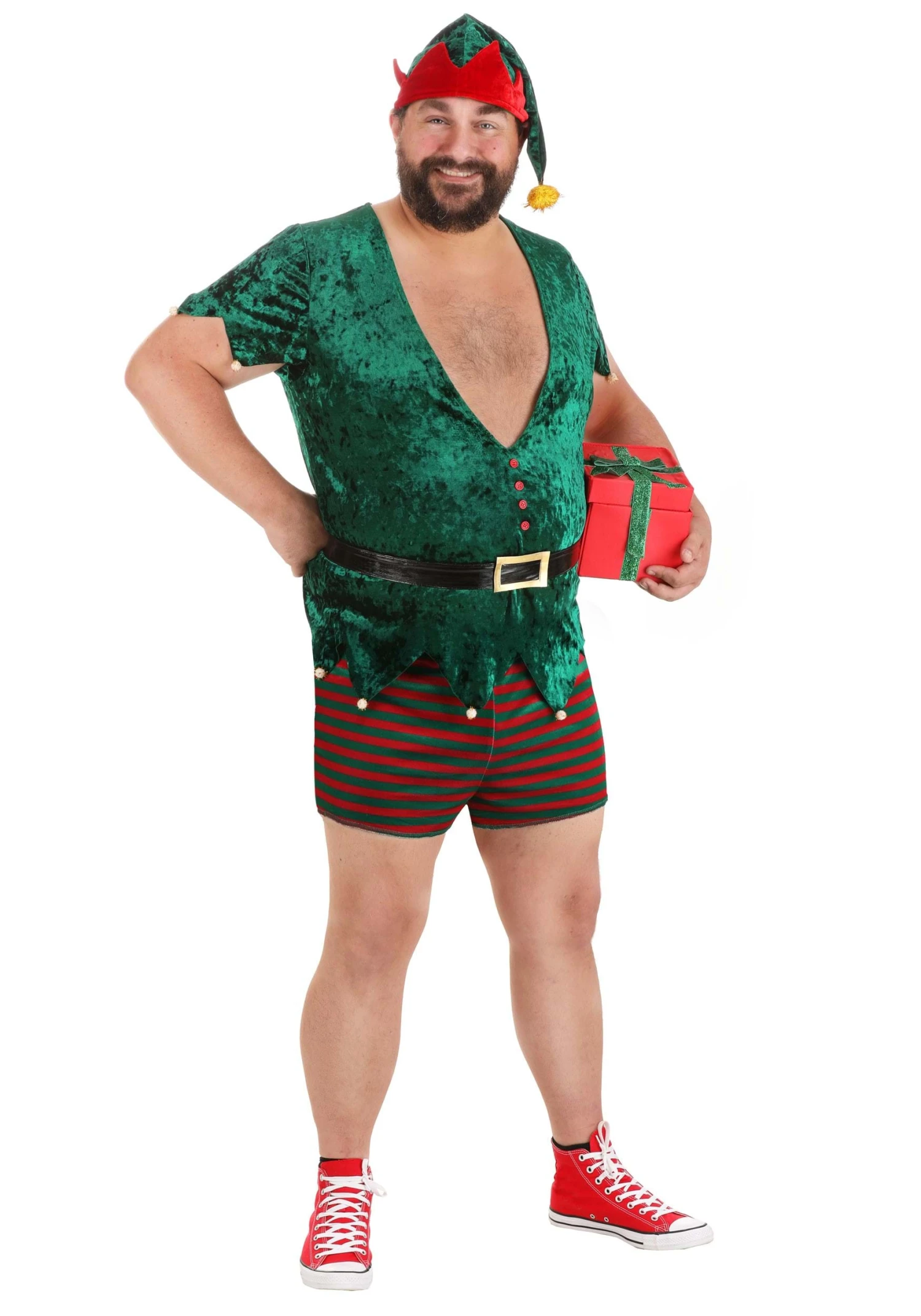 Plus Size Sexy Christmas Elf Costume For Men 3 Plus Size Sexy Christmas Elf Costume For Men