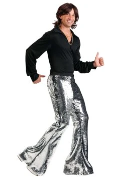 Men's Reversible Sequin Disco Pants 11 Men's Reversible Sequin Disco Pants -Halloween Costumes mens reversible sequin disco pants alt 2