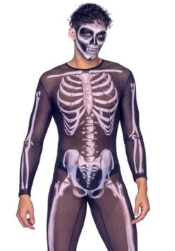 Roma Sexy Mesh Skeleton Jumpsuit Costume For Men -Halloween Costumes mens sexy mesh skeleton jumpsuit costume 1