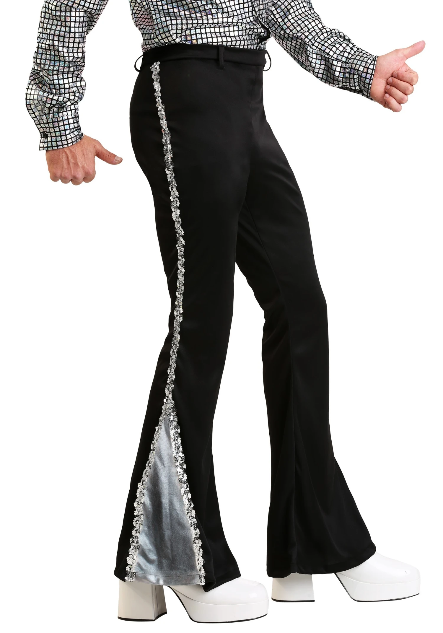 Men's Silver Sequin Disco Pants 3 Men's Silver Sequin Disco Pants