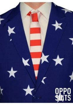 Men's OppoSuits Stars And Stripes Costume Suit -Halloween Costumes mens stars and stripes suit close up