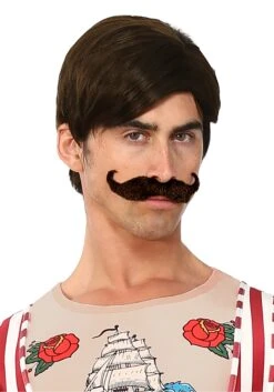 Men's Strongman Costume Wig And Mustache Kit