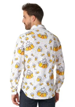 Suitmeister Button Up White Beer Shirt For Men -Halloween Costumes mens suitmeister button up beer white shirt alt 2