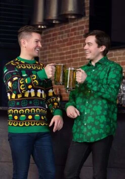Mens Suitmeister Button Up St. Pats Green Shirt -Halloween Costumes mens suitmeister button up st pats green shirt alt 2
