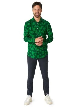 Mens Suitmeister Button Up St. Pats Green Shirt -Halloween Costumes mens suitmeister button up st pats green shirt alt 4