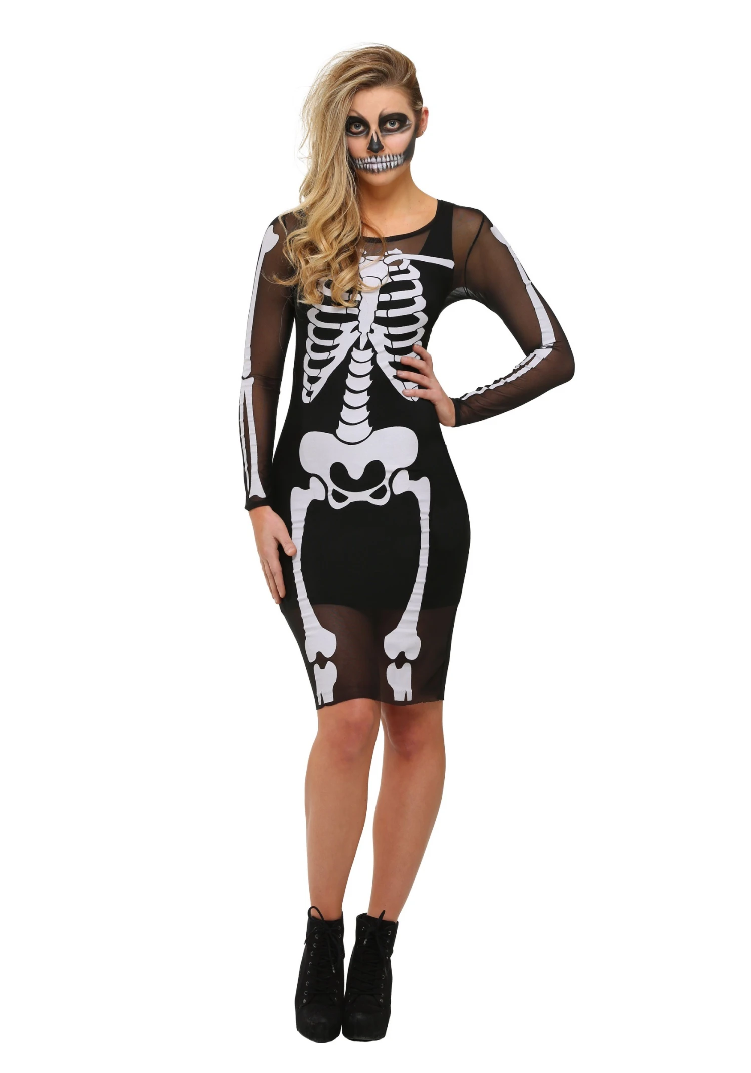 Mesh Skeleton Women's Costume Dress 3 Mesh Skeleton Women's Costume Dress