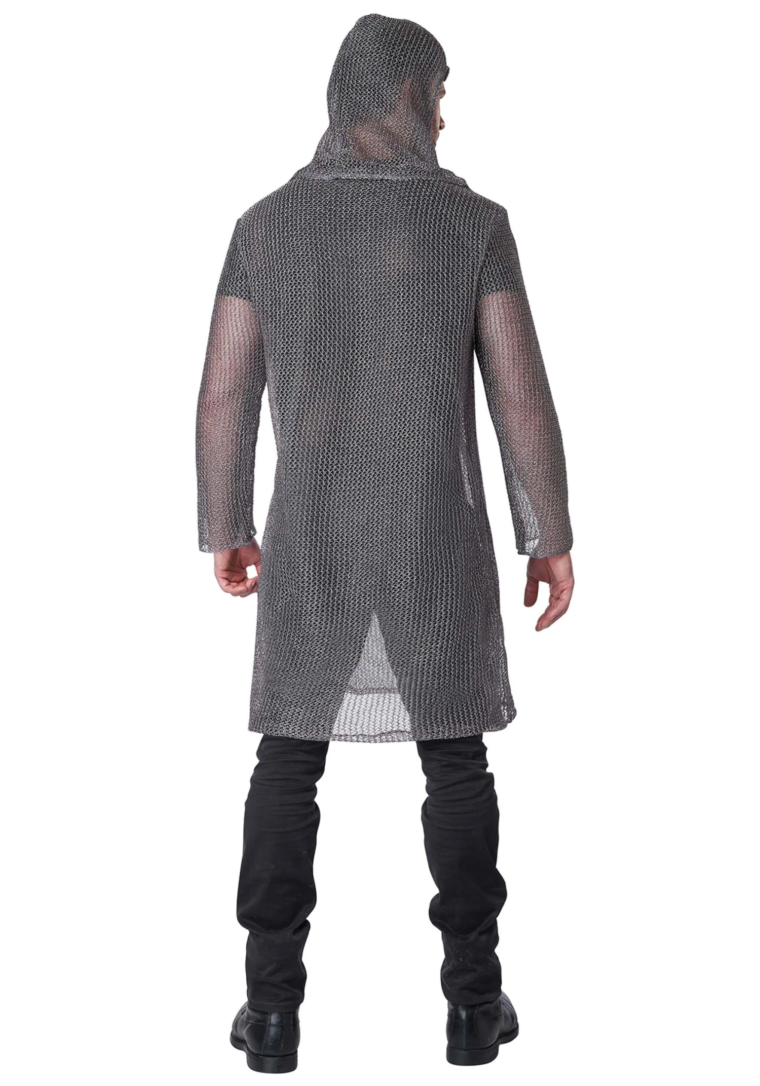 Metallic Knit Chainmail Tunic & Cowl Costume For Adults 6 Metallic Knit Chainmail Tunic & Cowl Costume For Adults - Image 4