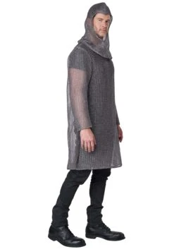 Metallic Knit Chainmail Tunic & Cowl Costume For Adults 14 Metallic Knit Chainmail Tunic & Cowl Costume For Adults -Halloween Costumes metallic knit chainmail tunic cowl for adults alt 4