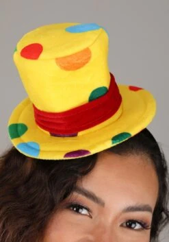 Mini Yellow Clown Top Hat For Adults -Halloween Costumes mini clown top hat alt 2