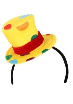 Mini Yellow Clown Top Hat For Adults -Halloween Costumes mini clown top hat alt 3