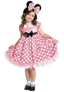 Disguise Minnie Mouse Girls Glow In The Dark Dot Pink Dress