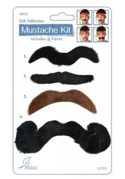 4 Pc Fake Mustache Kit