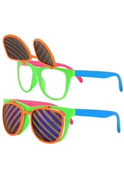 Flip Up Neon Glasses -Halloween Costumes neon flip ups glasses alt 3