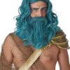 Teal Ocean King Wig And Beard Set -Halloween Costumes ocean king wig and beard set