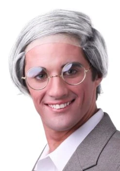 Old Man Comb Over Grey Wig