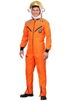 Adult Orange Astronaut Jumpsuit Plus Size Costume