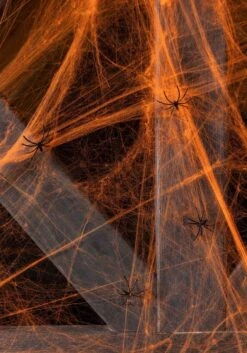 200 Square FT Orange Spider Web Halloween Decoration