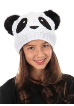 Panda Knit Beanie For Adults -Halloween Costumes panda knit beanie alt 2