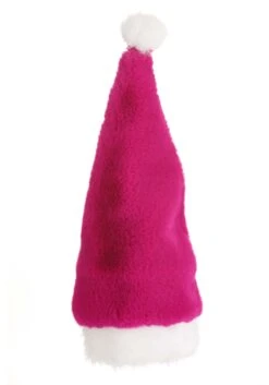 Furry Pink Santa Hat -Halloween Costumes pink santa hat alt 2