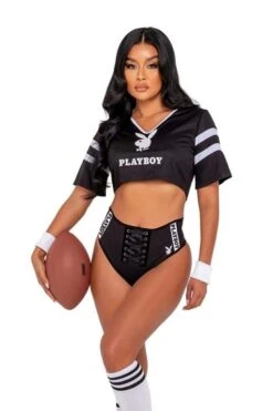 Roma Women's Football Playboy Costume 8 Roma Women's Football Playboy Costume -Halloween Costumes playboy football costume for women