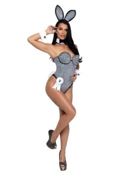 Roma Playboy Sexy Black And Silver Rhinestone Bunny Costume For Women 8 Roma Playboy Sexy Black And Silver Rhinestone Bunny Costume For Women -Halloween Costumes playboy womens black silver rhinestone bunny costume alt 1