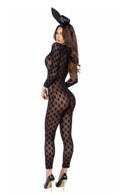 Roma Playboy Sheer Bunny Bodysuit For Women -Halloween Costumes playboy womens sheer bunny bodysuit alt 1