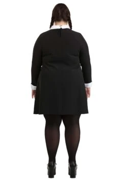 Plus Size 1960s Wednesday Addams Women's Costume -Halloween Costumes plus size 1960s wednesday addams costume alt 1