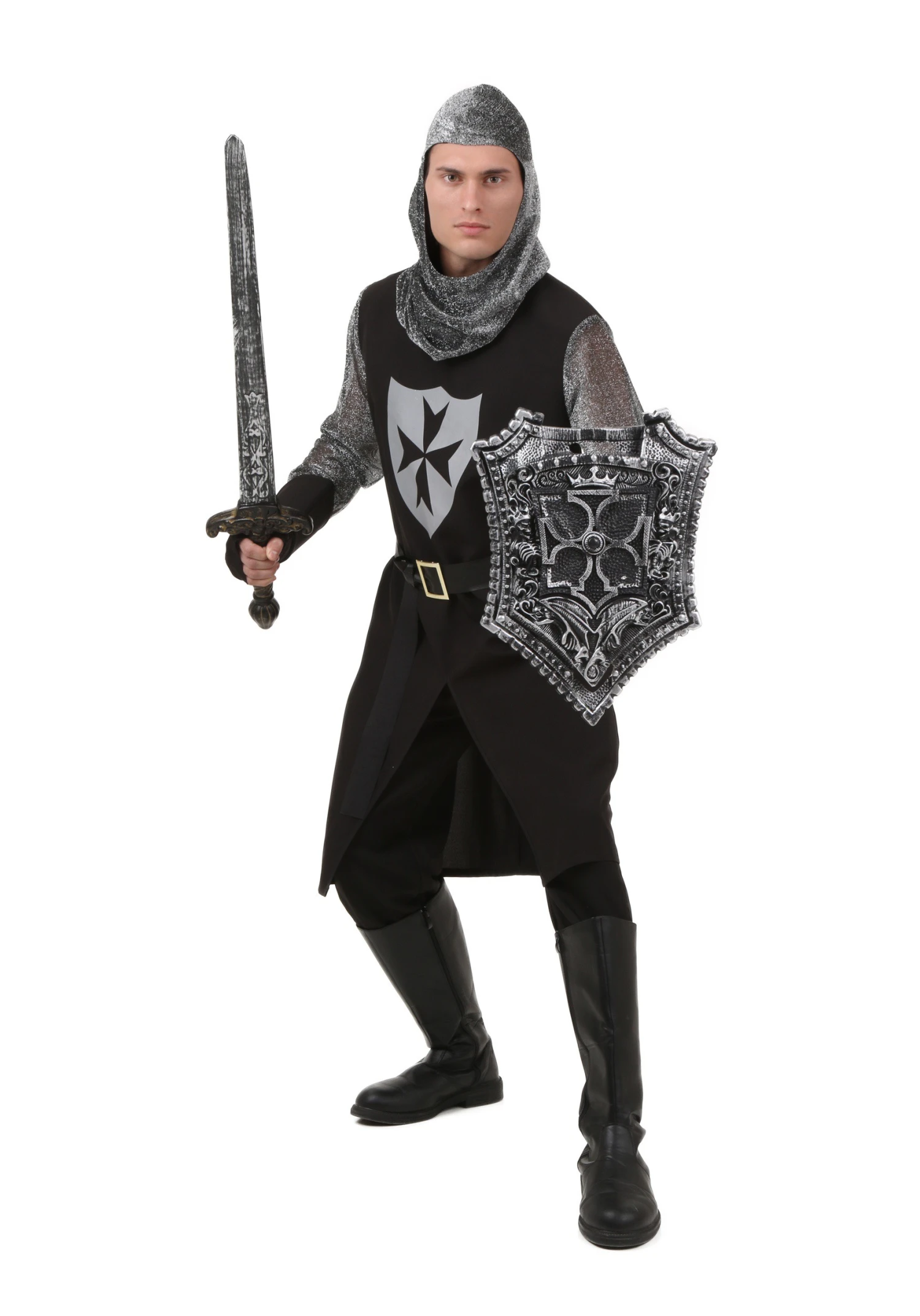 Plus Size Men's Black Knight Costume 3 Plus Size Men's Black Knight Costume
